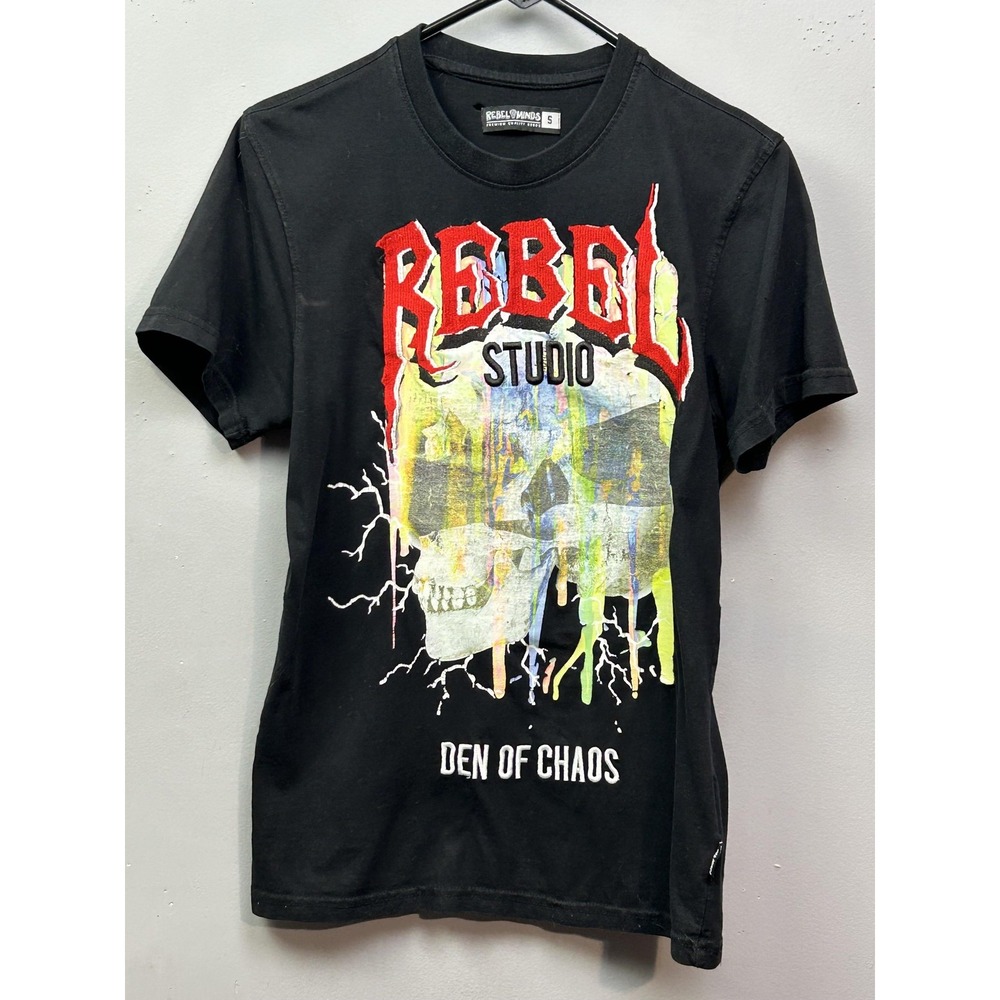 Rebel Minds Shirt Mens Small Black Rebel Studio Den of‎ Chaos Skull Graphic Tee